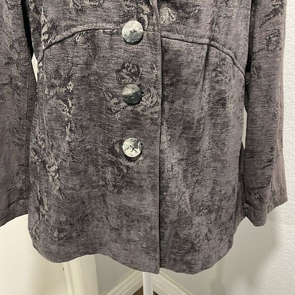J. Jill Gray Velvety Tapestry Floral Pattern 3 Button Blazer Size Small - Picture 3 of 9